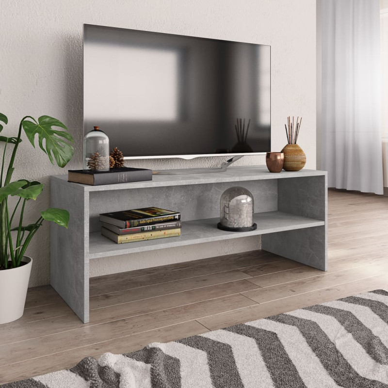 Meuble TV Gris béton 100x40x40 cm Bois d’ingénierie