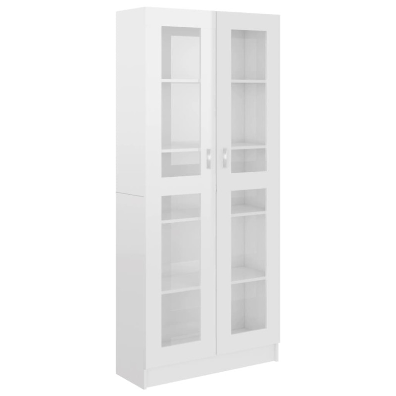 Armoire à vitrine Blanc brillant Bois d’ingénierie