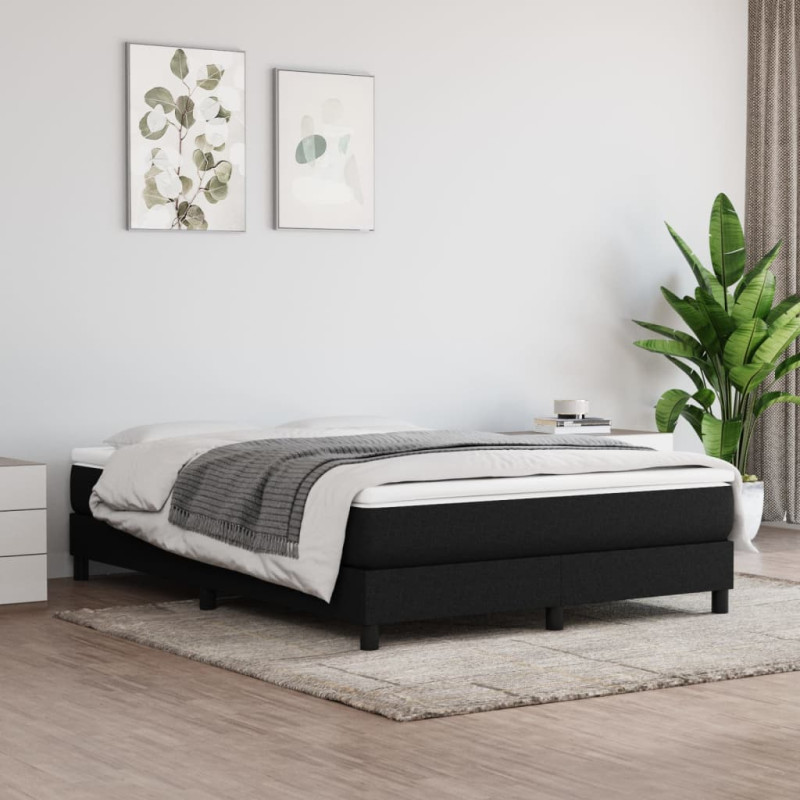 Cadre de lit sans matelas noir 140x190 cm tissu