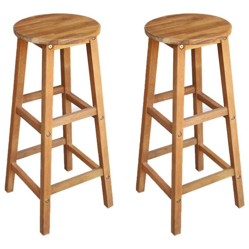 Tabourets de bar lot de 2 bois d acacia massif