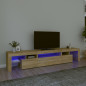 Meuble TV avec lumières LED Chêne sonoma 215x36,5x40 cm