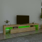 Meuble TV avec lumières LED Chêne sonoma 215x36,5x40 cm