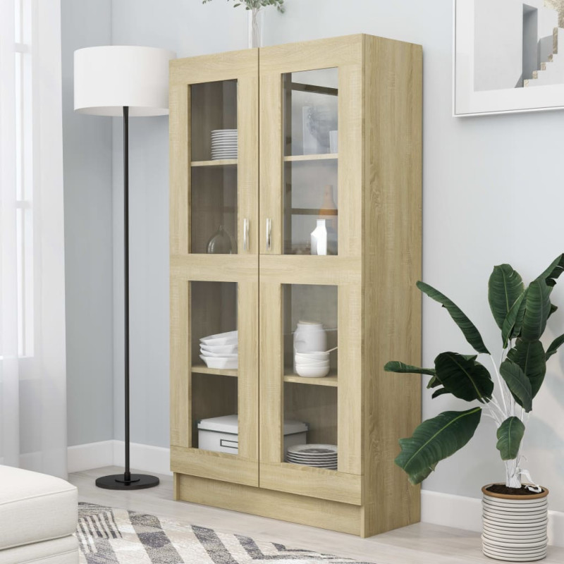 Armoire à vitrine Chêne sonoma 82,5x30,5x150 cm Bois ingénierie