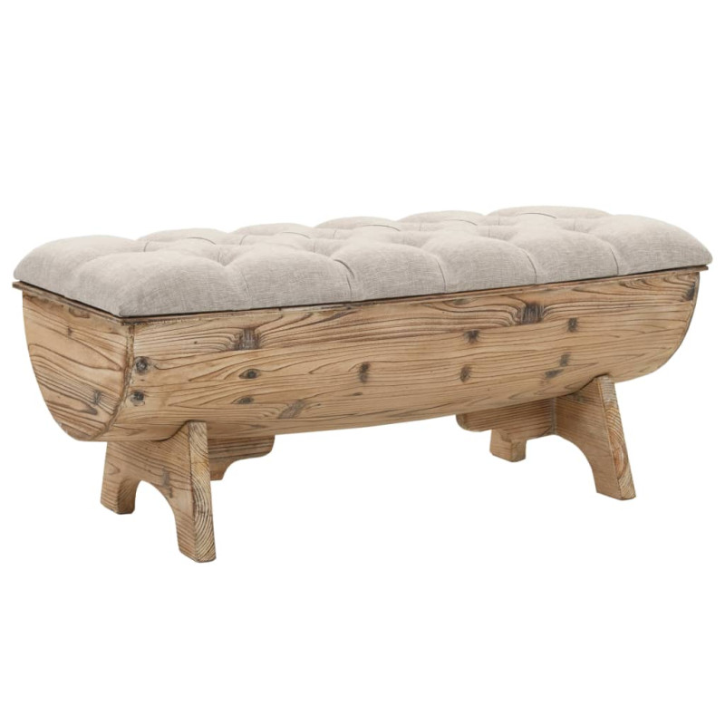 Banc de rangement Bois massif et tissu 103 x 51 x 44 cm