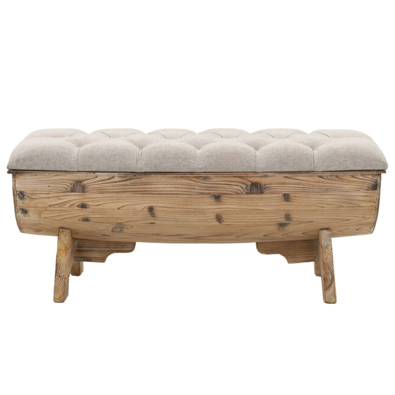 Banc de rangement Bois massif et tissu 103 x 51 x 44 cm