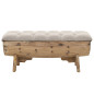 Banc de rangement Bois massif et tissu 103 x 51 x 44 cm