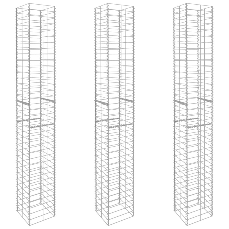 Paniers de gabion 3 pcs Acier galvanisé 25x25x197 cm