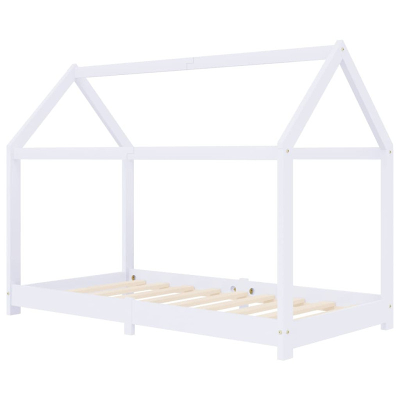 Cadre de lit d enfant Blanc Bois de pin massif 70x140 cm