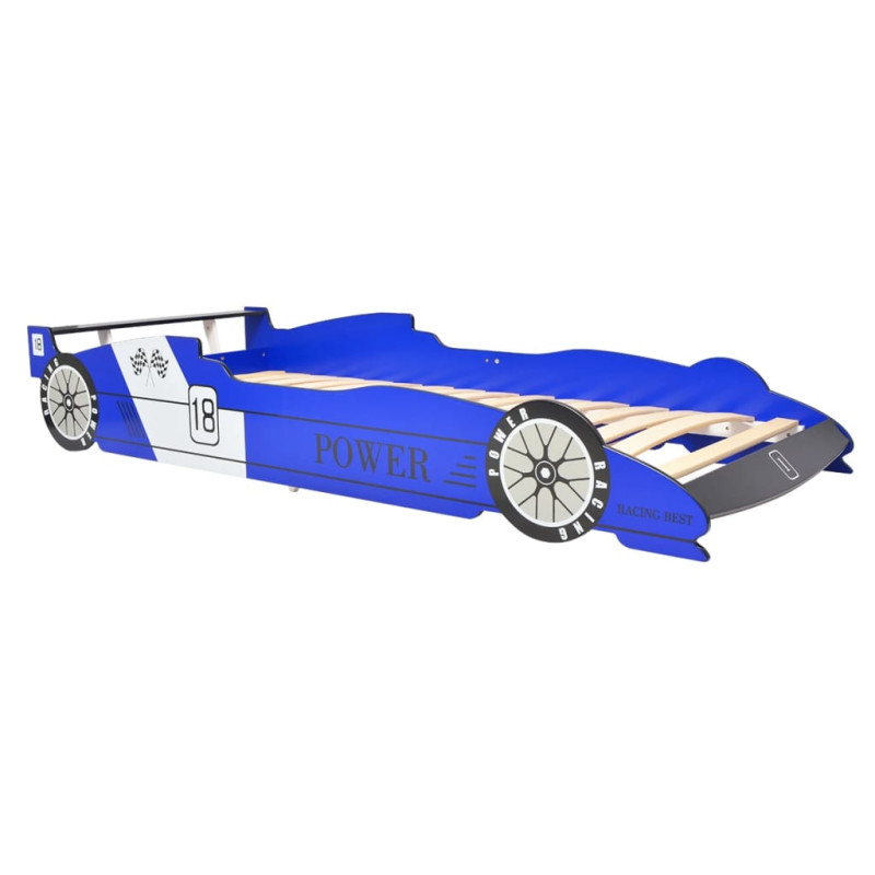 Lit voiture de course pour enfants 90 x 200 cm Bleu 