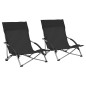 Chaises de plage pliables lot de 2 Noir Tissu