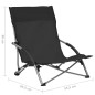 Chaises de plage pliables lot de 2 Noir Tissu