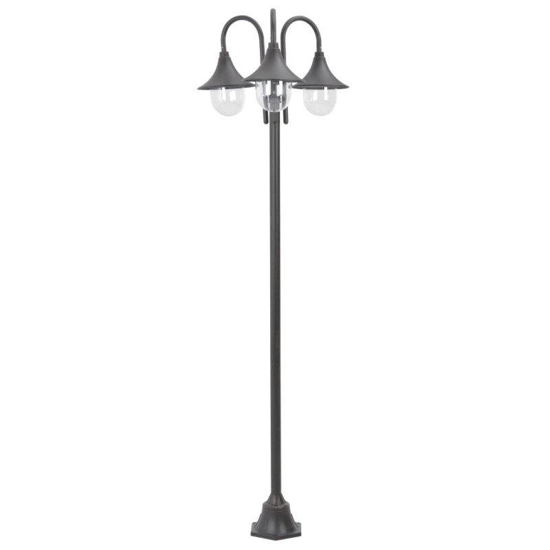 Lampadaire de jardin E27 220 cm Aluminium 3 lanternes Bronze