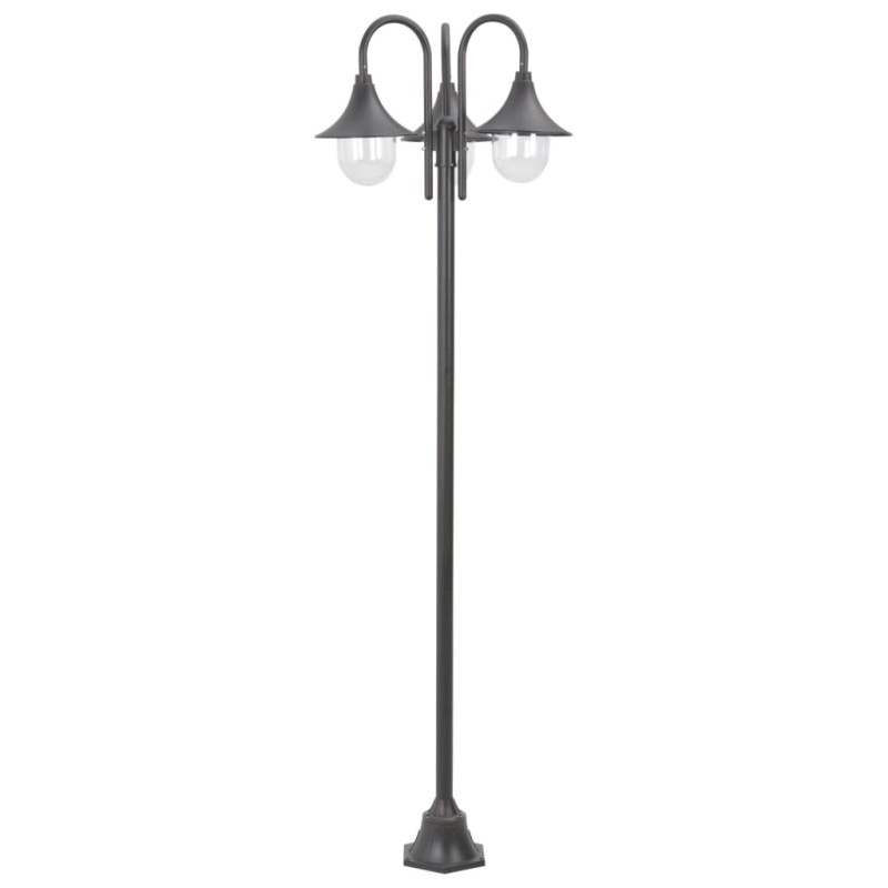 Lampadaire de jardin E27 220 cm Aluminium 3 lanternes Bronze