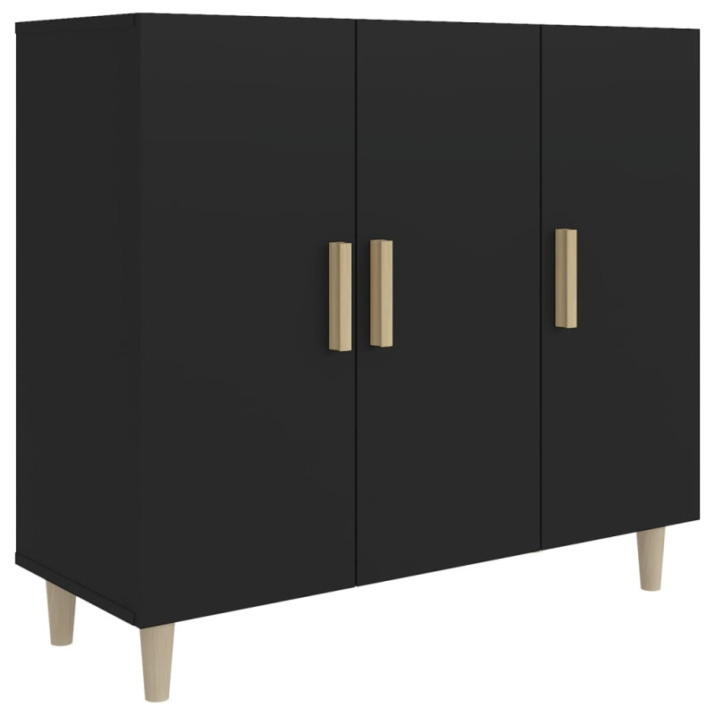 Buffet noir 90x34x80 cm bois d ingénierie