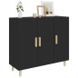 Buffet noir 90x34x80 cm bois d ingénierie