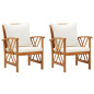 Chaises de jardin avec coussins lot de 2 Bois d acacia massif