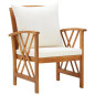 Chaises de jardin avec coussins lot de 2 Bois d acacia massif