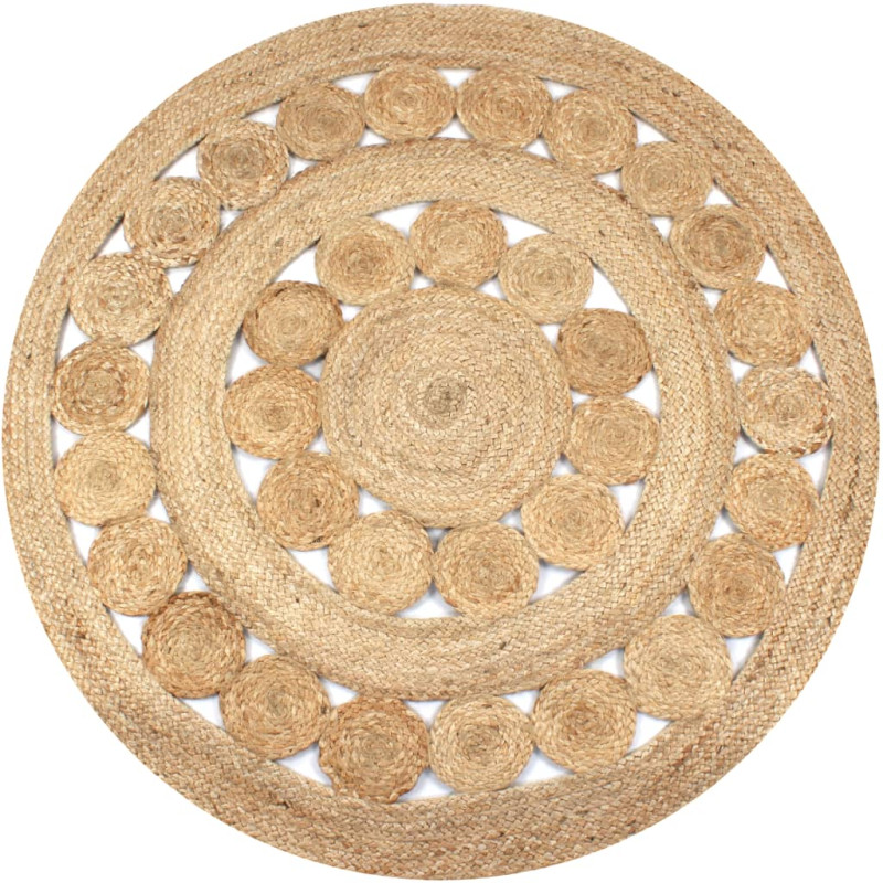 Tapis Jute design tressé 150 cm rond