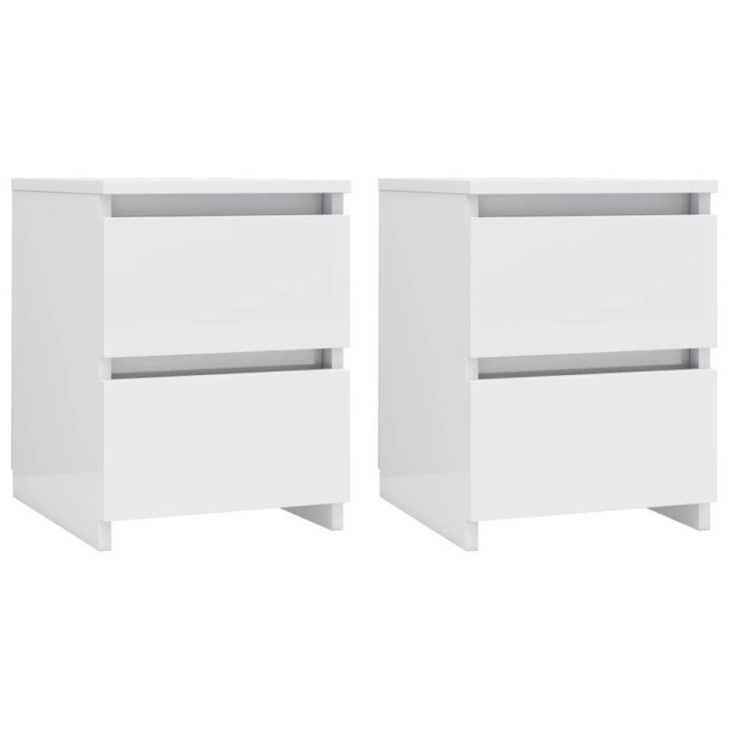 Tables de chevet 2 pcs Blanc brillant Bois d’ingénierie