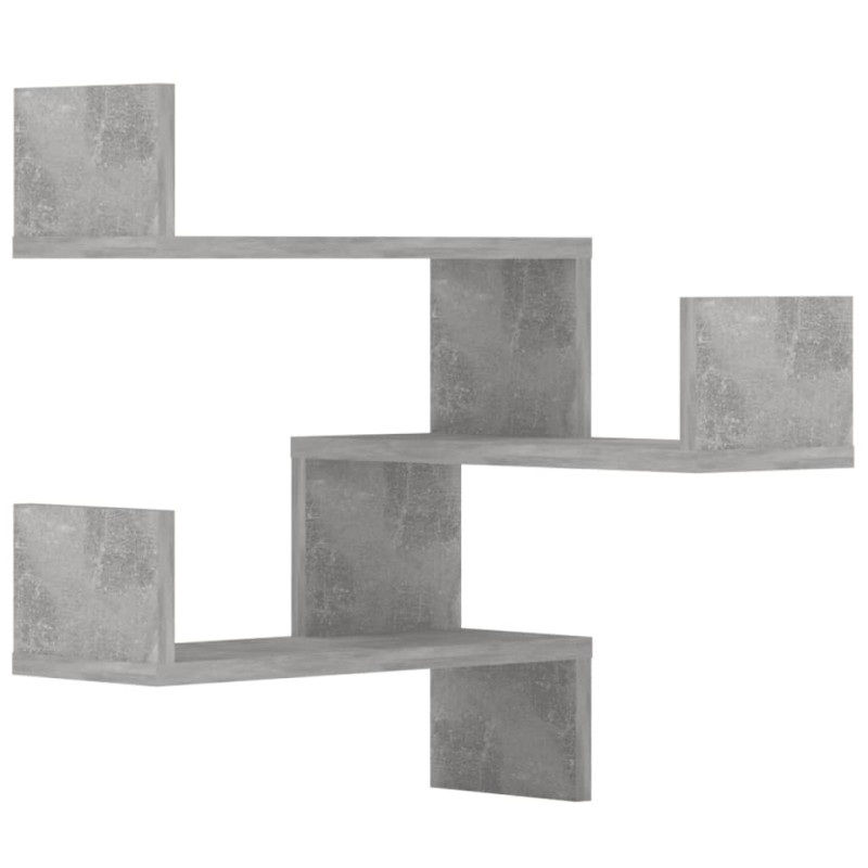 Étagères murales d angle 2 pcs Gris béton Bois d’ingénierie