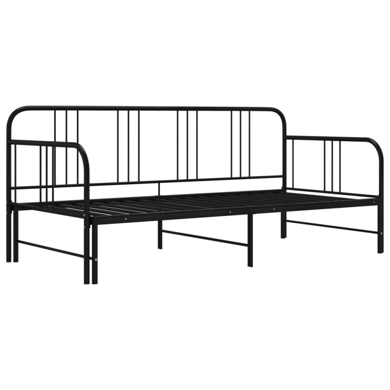 Cadre de canapé lit extensible sans matelas Noir Métal 90x200cm