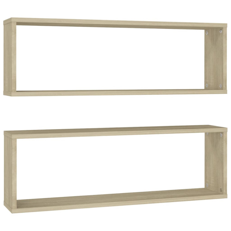 Étagères cube murales 2 pcs chêne sonoma bois d ingénierie