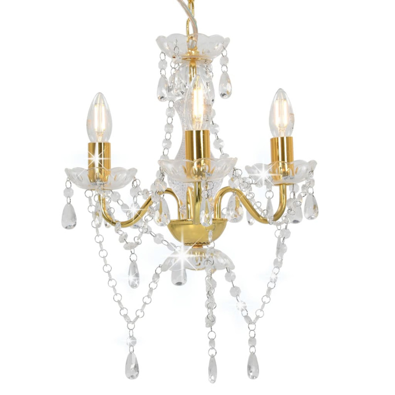 Lustre avec perles Doré Rond 3 x E14