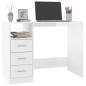 Bureau et tiroirs Blanc brillant 102x50x76 cm Bois d ingénierie