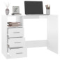 Bureau et tiroirs Blanc brillant 102x50x76 cm Bois d ingénierie