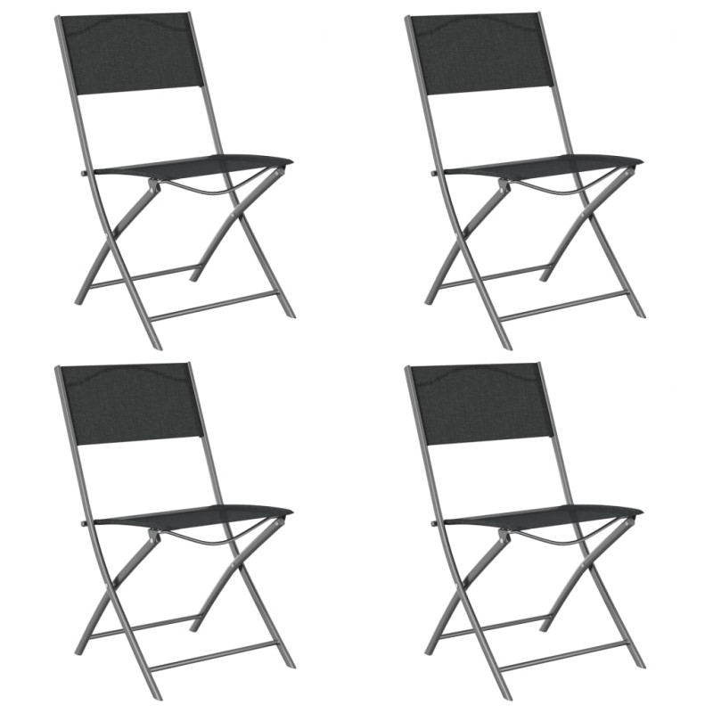 Chaises d extérieur pliables lot de 4 Noir Acier et textilène