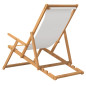 Chaise de plage pliable Bois de teck solide Crème