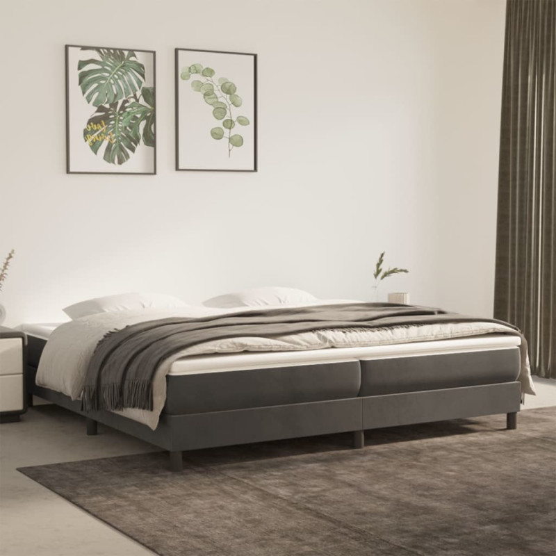 Cadre de lit sans matelas gris foncé 200x200 cm velours