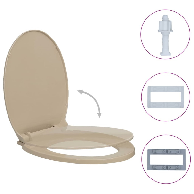 Siège de toilette à fermeture en douceur Beige Ovale