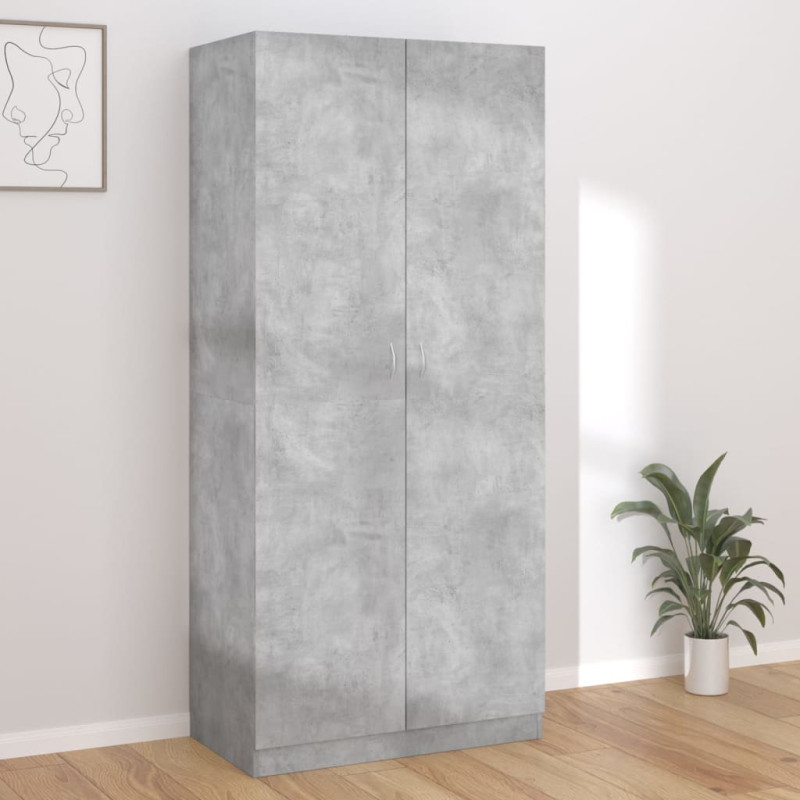 Garde robe Gris béton 90x52x200 cm Bois d’ingénierie