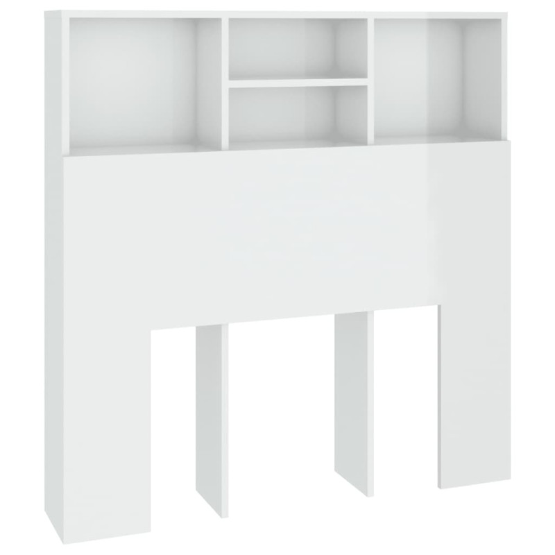 Armoire de tête de lit Blanc brillant 100x19x103,5 cm