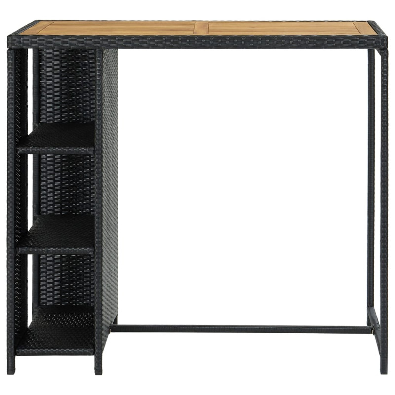 Table de bar avec rangement Noir 120x60x110 cm Résine tressée