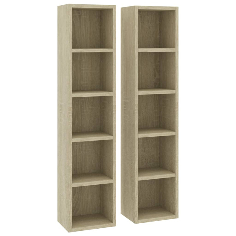 Armoires à CD 2 pcs Chêne sonoma 21x16x93,5cm Bois d ingénierie