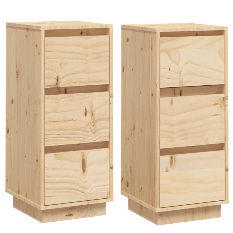 Buffets 2 pcs 32x34x75 cm Bois massif de pin