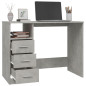 Bureau avec tiroirs Gris béton 102x50x76 cm Bois d ingénierie