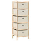 Étagère de rangement 5 paniers tissu bois de cèdre beige