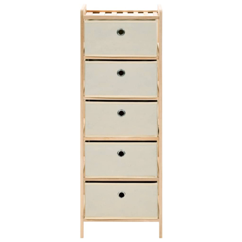 Étagère de rangement 5 paniers tissu bois de cèdre beige