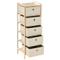 Étagère de rangement 5 paniers tissu bois de cèdre beige