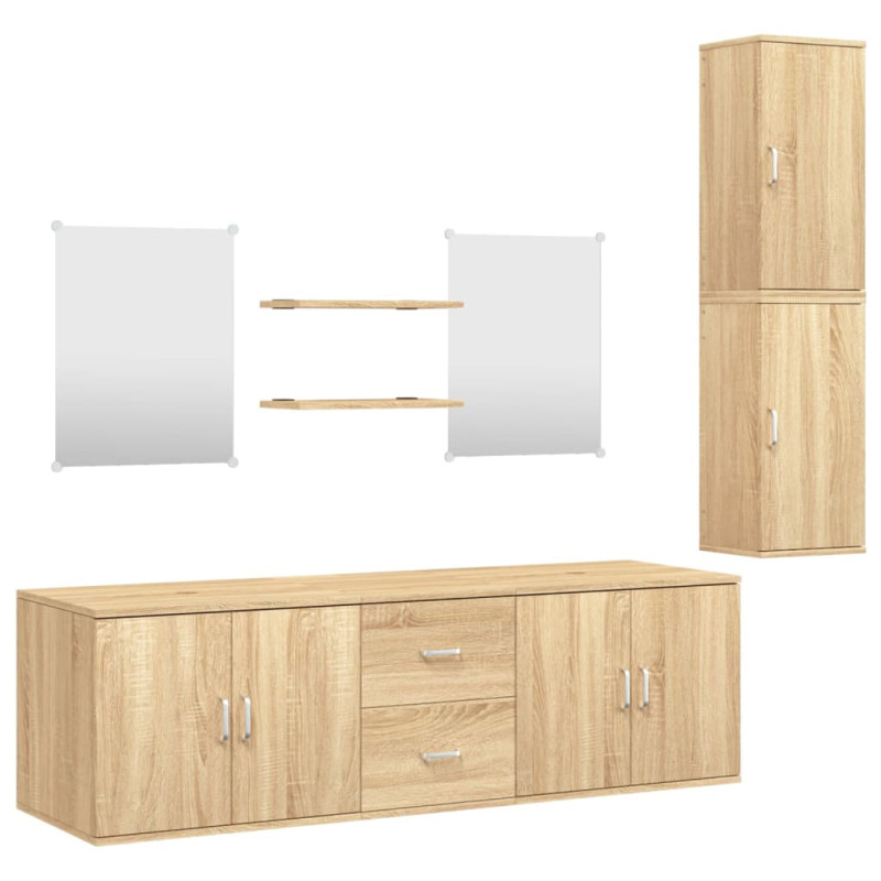  Ensemble de meubles salle de bain 7 pcs chêne bois d ingénierie