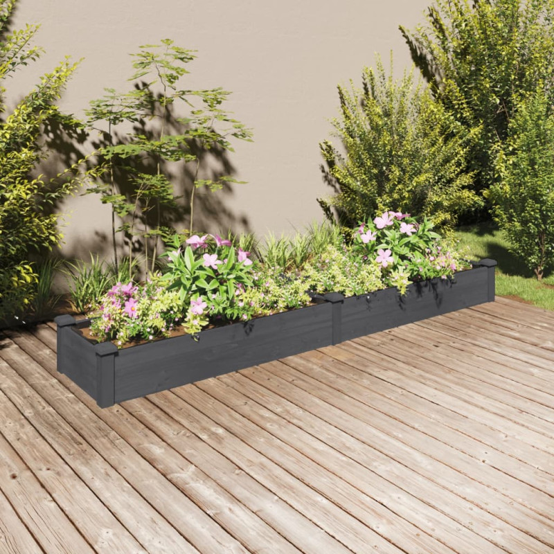 Lit surélevé de jardin doublure 240x45x25 cm bois massif sapin