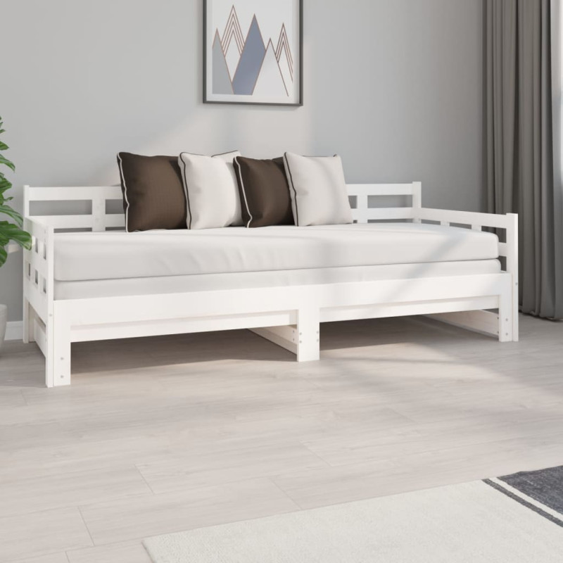 Lit coulissant sans matelas blanc 2x(80x200)cm