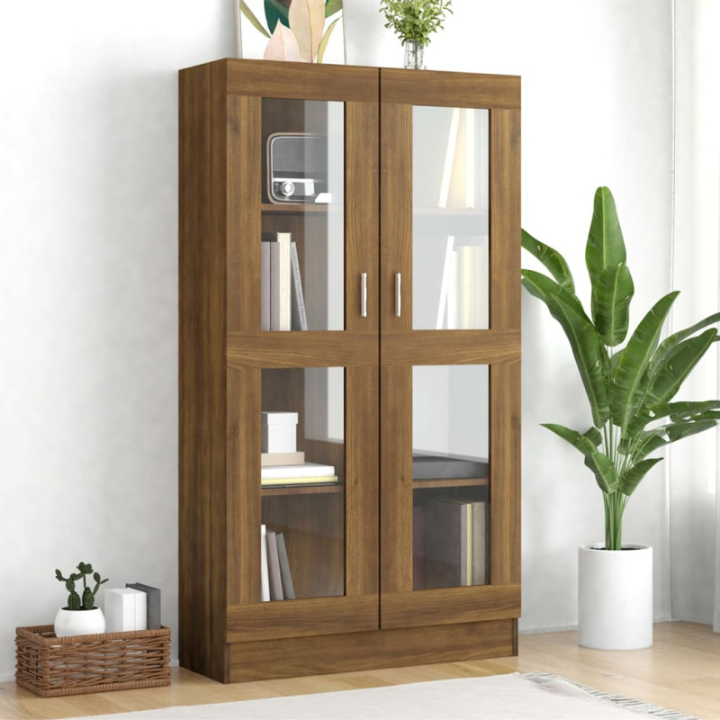 Armoire à vitrine Chêne brun 82,5x30,5x150 cm Bois d ingénierie