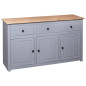 Buffet Gris 135x40x80 cm Pin solide Assortiment Panama