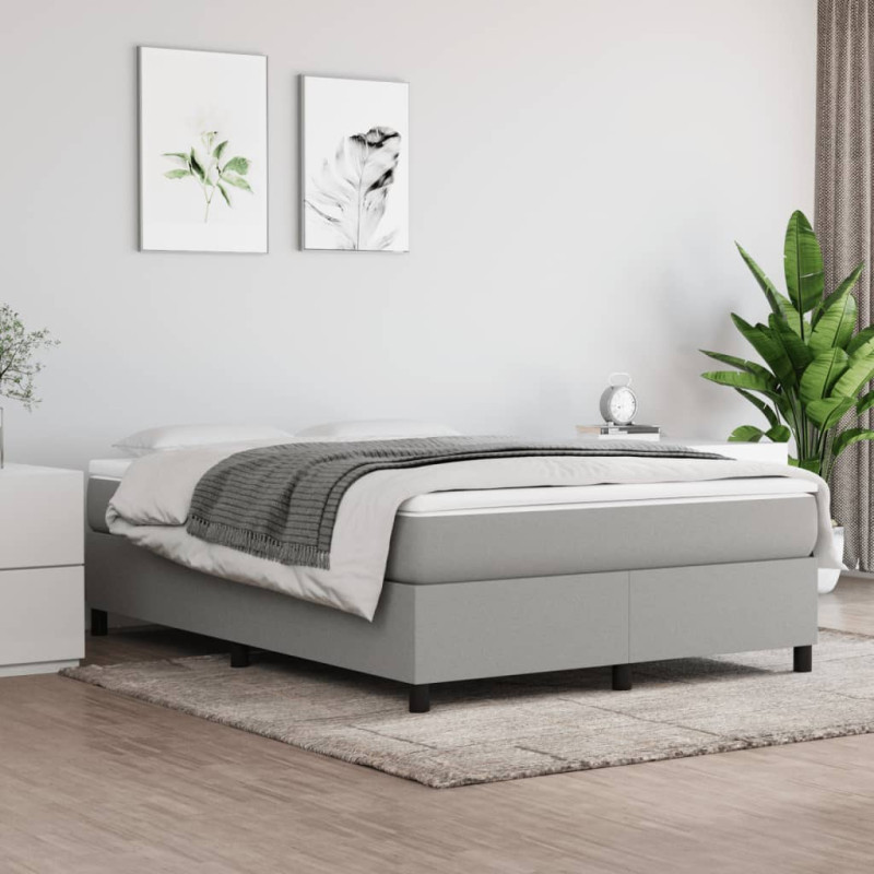 Cadre de lit sans matelas gris clair 140x200 cm tissu