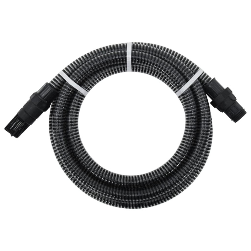 Tuyau d aspiration avec raccords en PVC noir 1" 10 m PVC