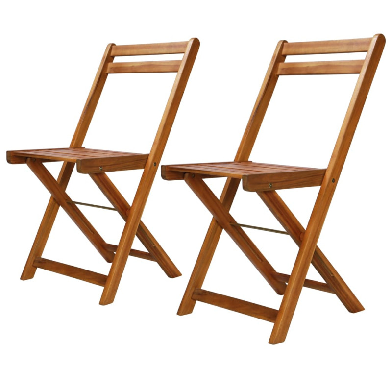 Chaises de bistro d extérieur lot de 2 Bois d acacia solide